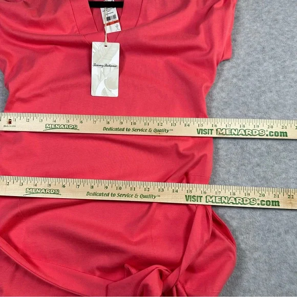 Tommy Bahama Islandscape Jersey Midi Dress NWT Melon Berry V Neck Pockets XS - Picture 14 of 16